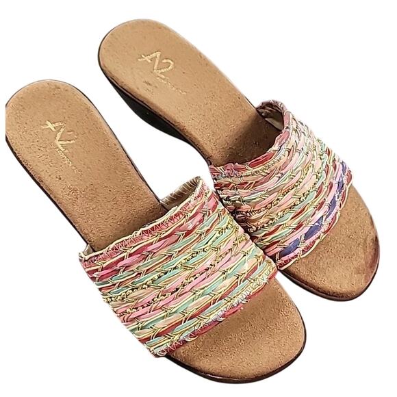 A2 Say Yes Woven Wedge Slip-On Brown Multi 7.5 - Picture 1 of 9